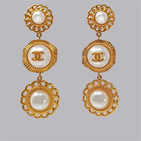 chanel earings pearl|Chanel pearl drop earrings price.